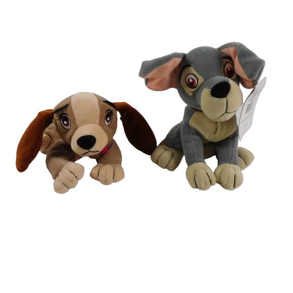 Disney Store Lady & the Tramp Mini Bean Bag Plush W/ Tags Beanie Set - Picture 2 of 6